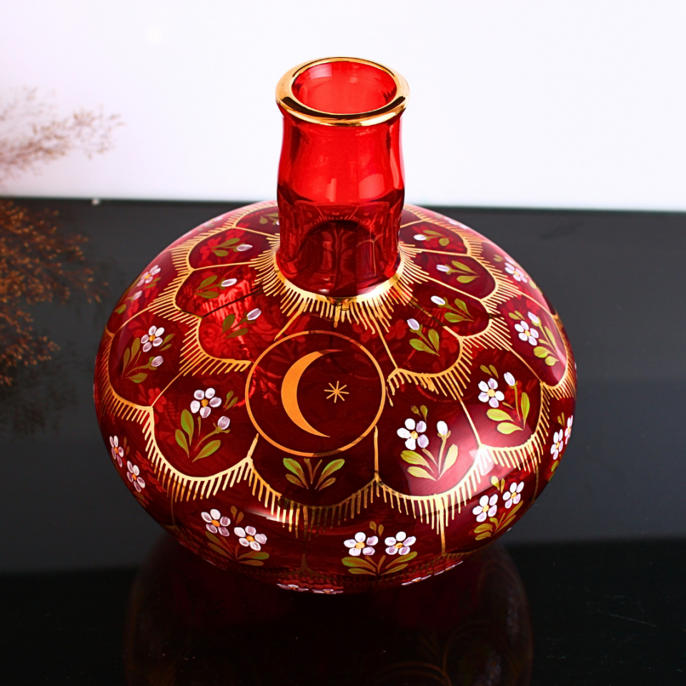 Beykoz İşi Ayyıldız  Kırmızı Vazo