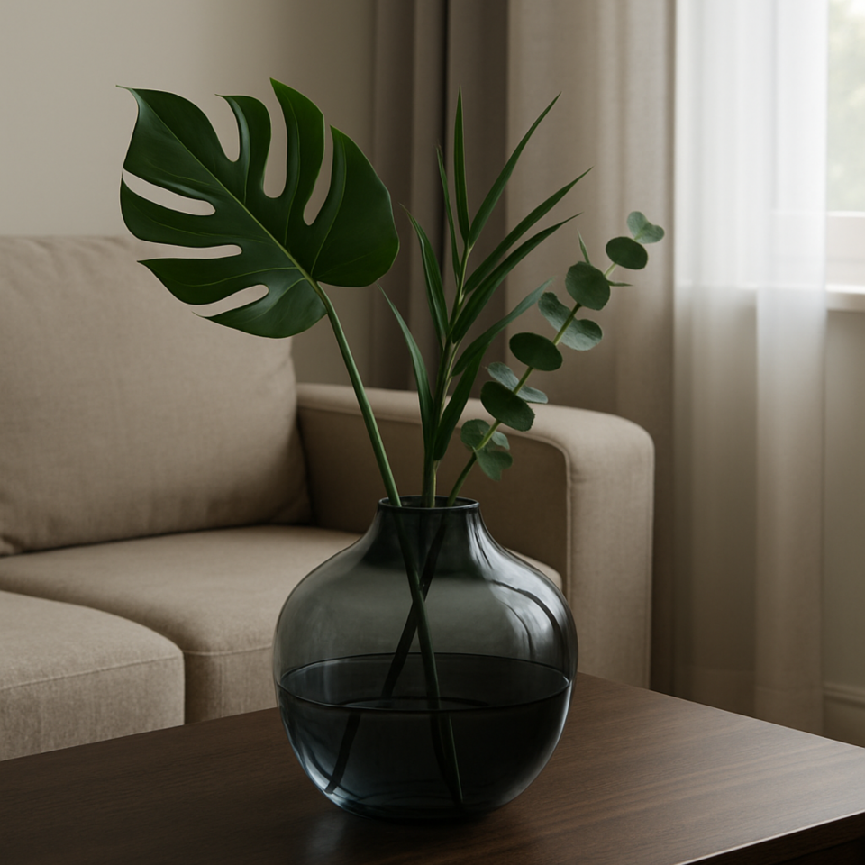 El Yapımı Füme Cam Vazo