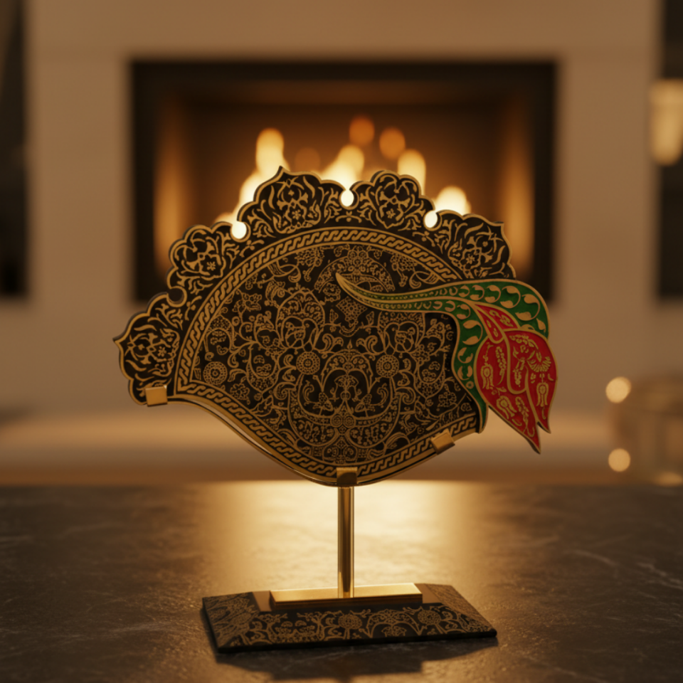 Ters Lale Cam Obje Siyah Gold