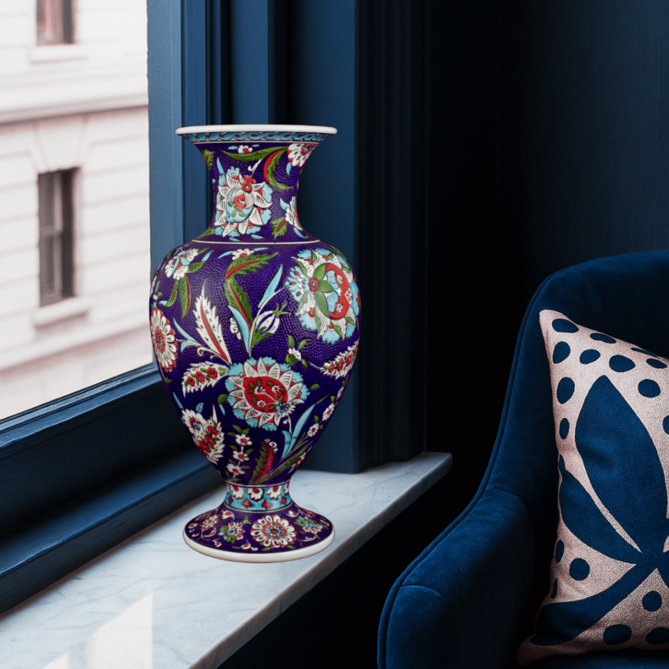 LACİVERT BAHÇE VAZO