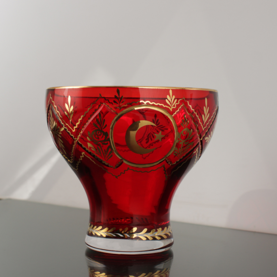 Beykoz İşi Ayyıldız Kırmızı Küçük Vazo