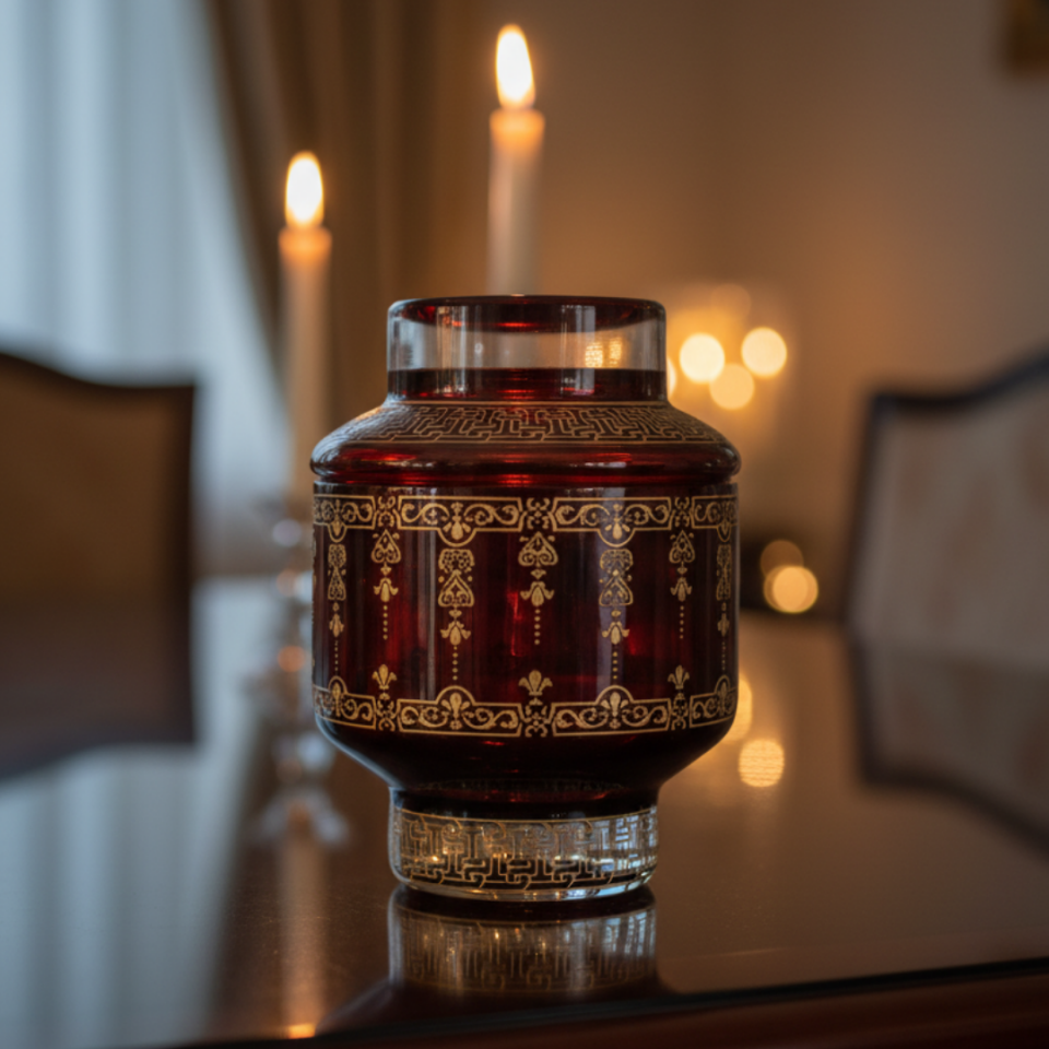 Kahverengi Tezyînî Cam Şekerlik