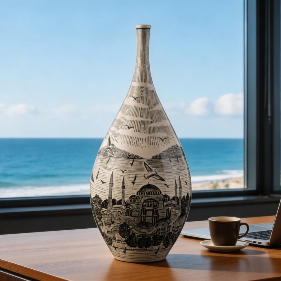 İstanbul Silueti Göz Yaşı Vazo