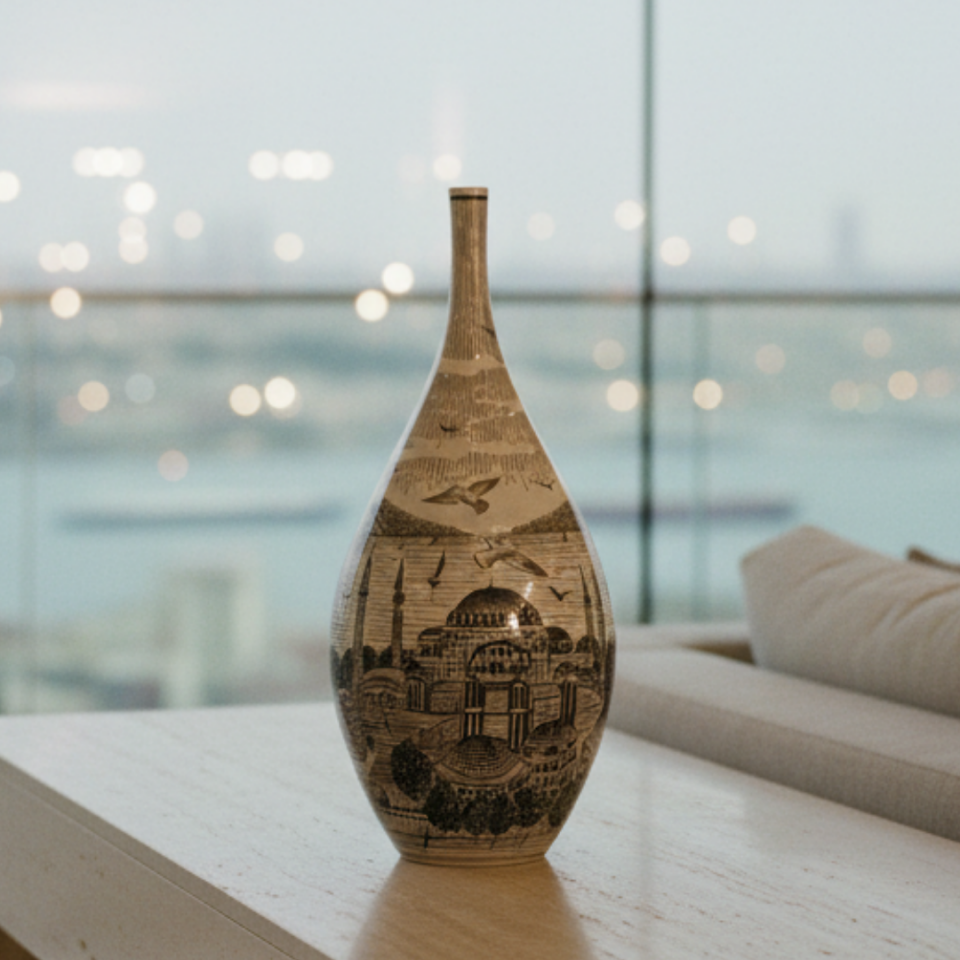 İstanbul Silueti Göz Yaşı Vazo