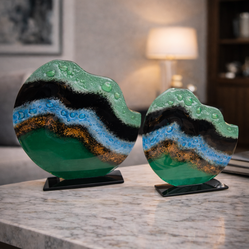 OCEAN AKIŞ FÜZYON CAM DEKORATİF OBJE SETİ