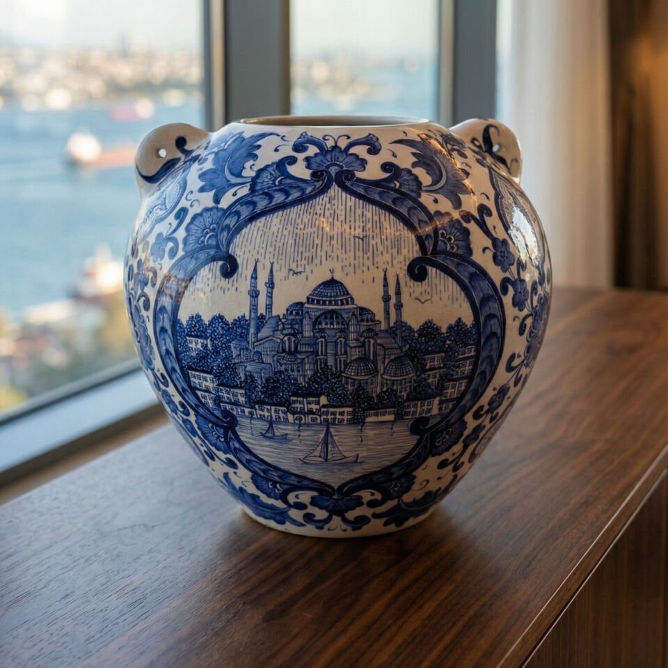 AYASOFYA MAVİ ÇİNİ VAZO