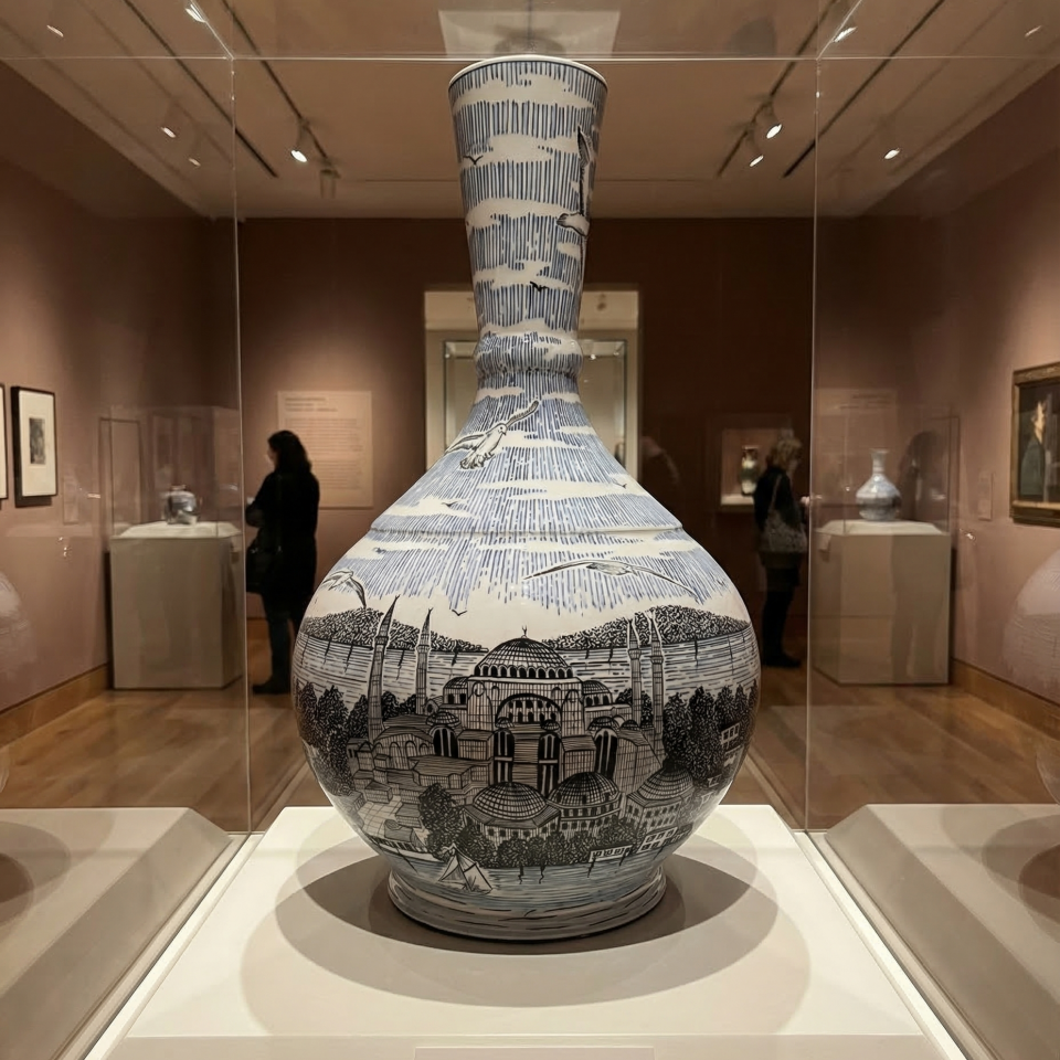 İSTANBUL MAVİSİ SERAMİK VAZO