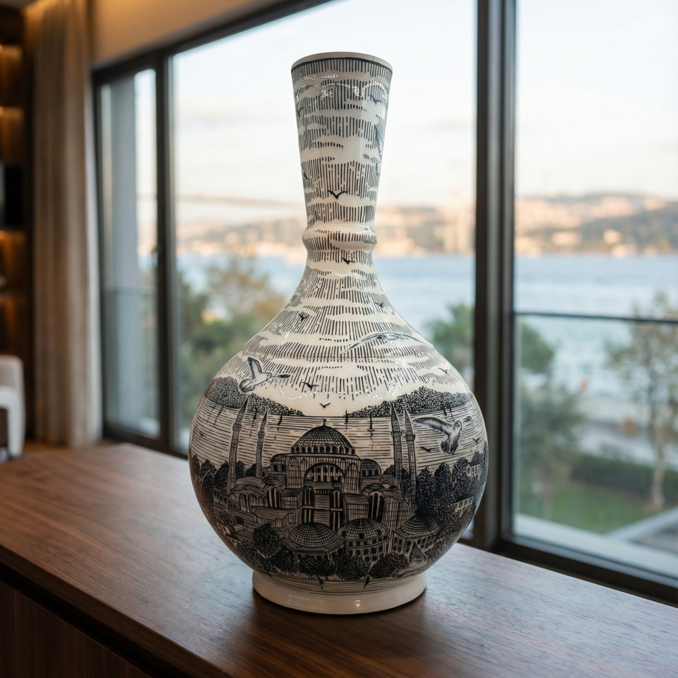İSTANBUL SİLÜETİ SERAMİK VAZO