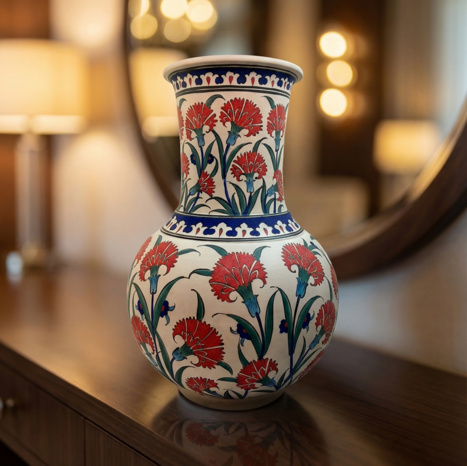 RUMİ KARANFİL MAT SERAMİK VAZO