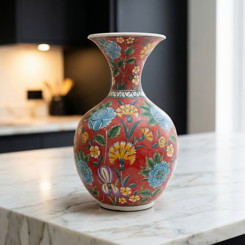 FİRÛZE ÇİÇEK SERAMİK VAZO