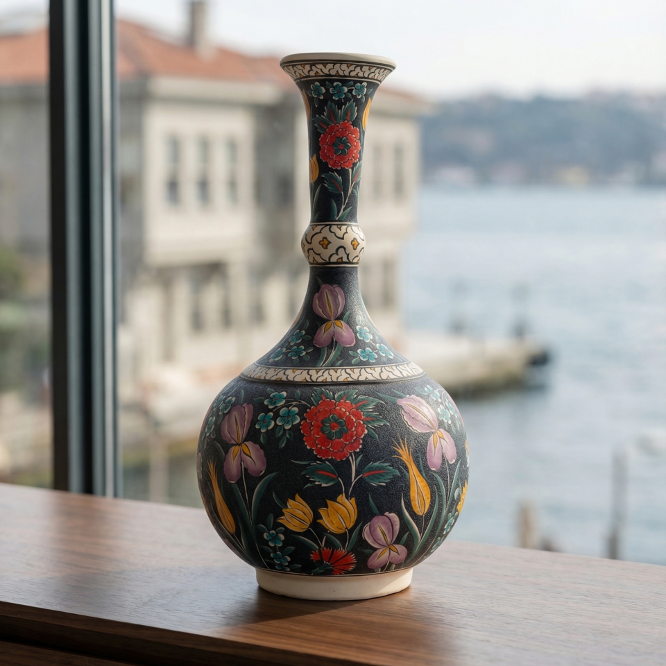 GECE ÇİÇEKLERİ MAT SERAMİK VAZO