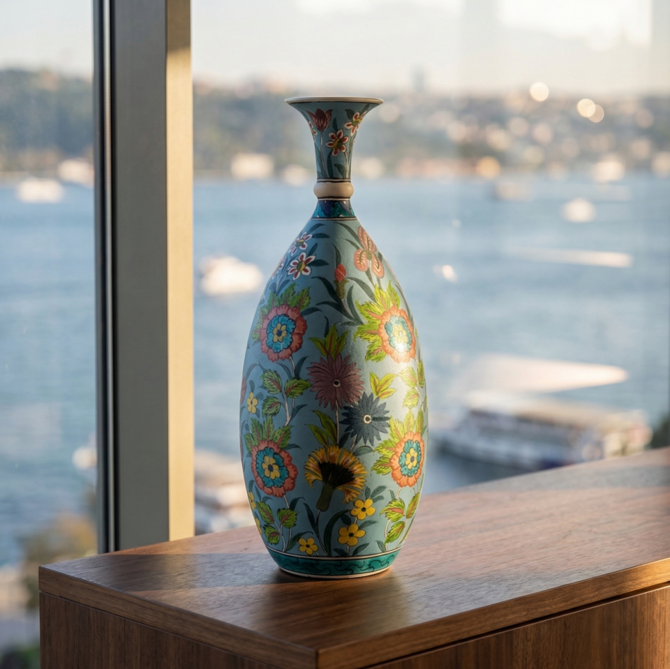 FİRÛZE BAHÇE MAT SERAMİK VAZO