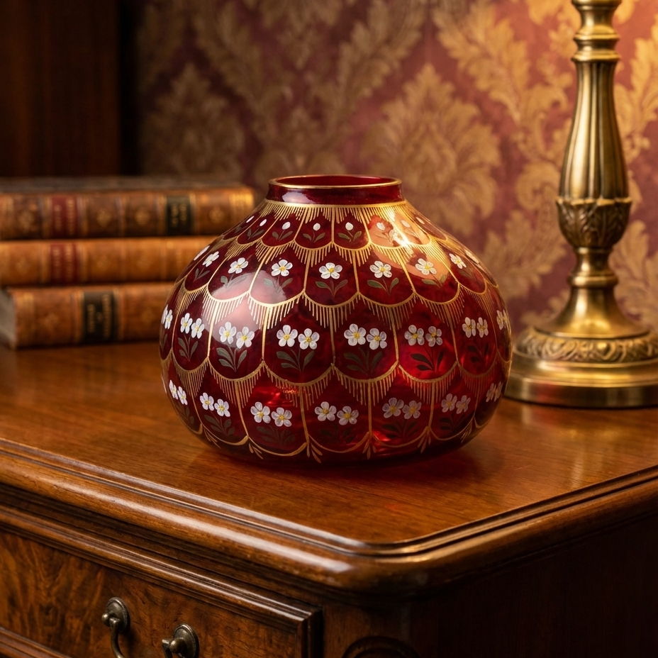 BEYKOZ İŞİ PAPATYA VAZO KIRMIZI