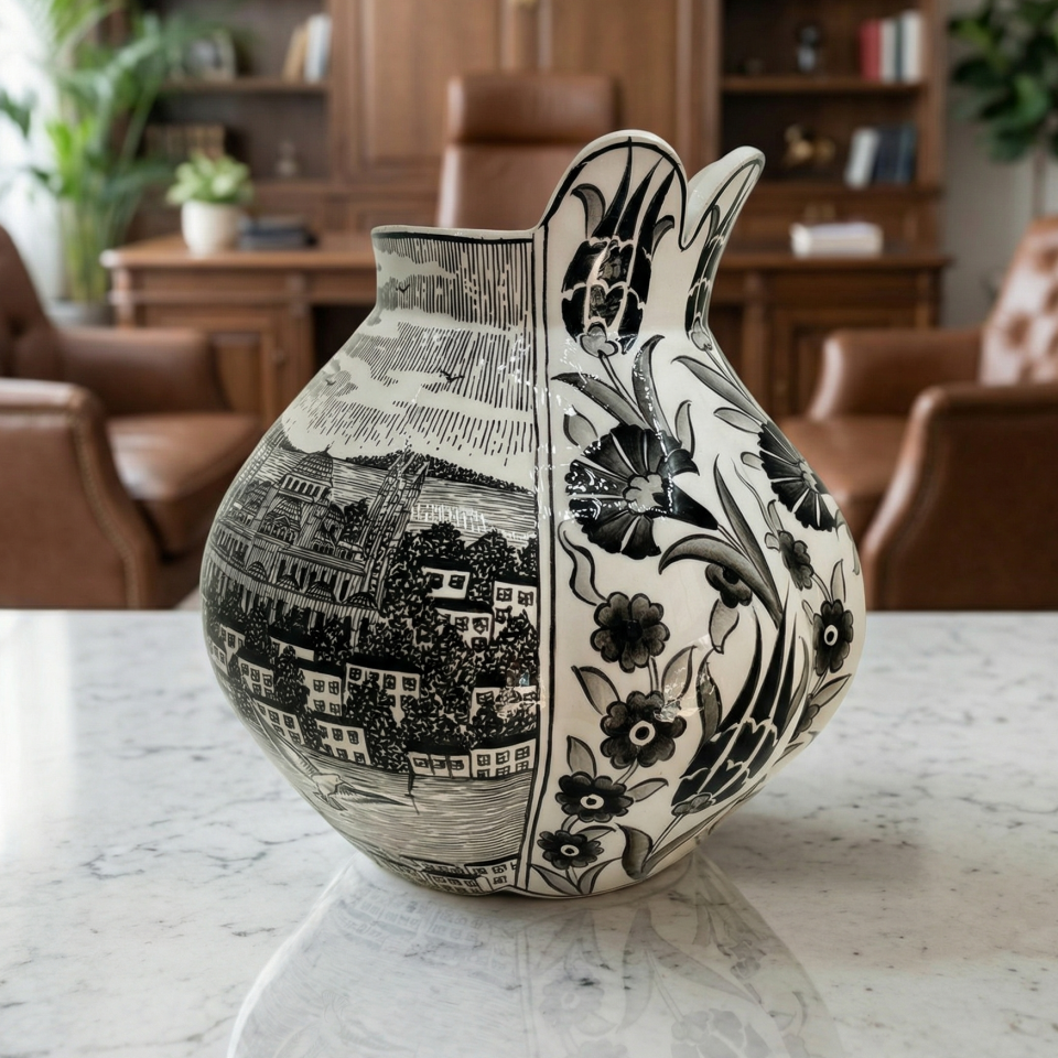 BOĞUMLU İSTANBUL LALE VAZO SİYAH