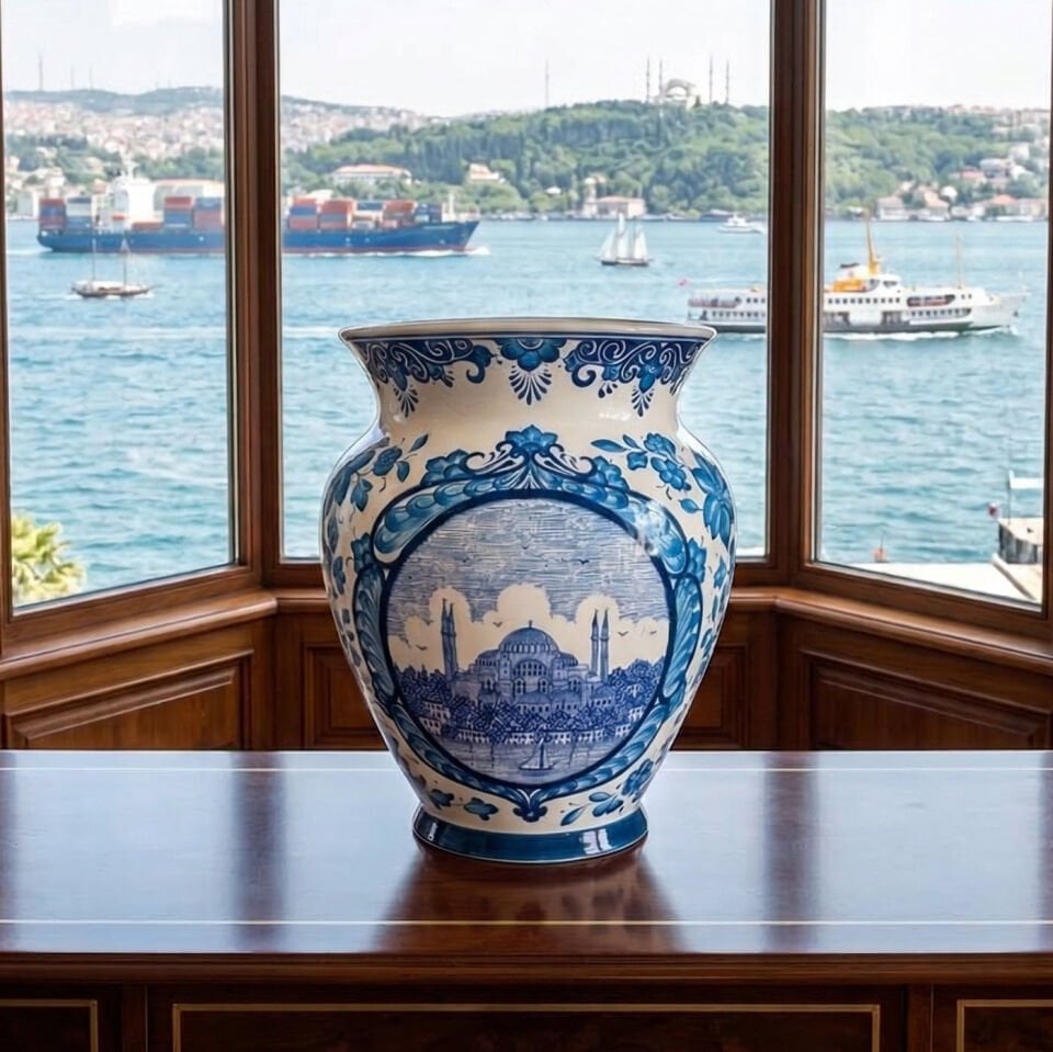 İSTANBUL SARAY BAHÇESİ MAVİ VAZO