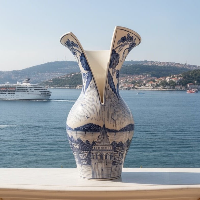 İSTANBUL GALATA VAZO MAVİ